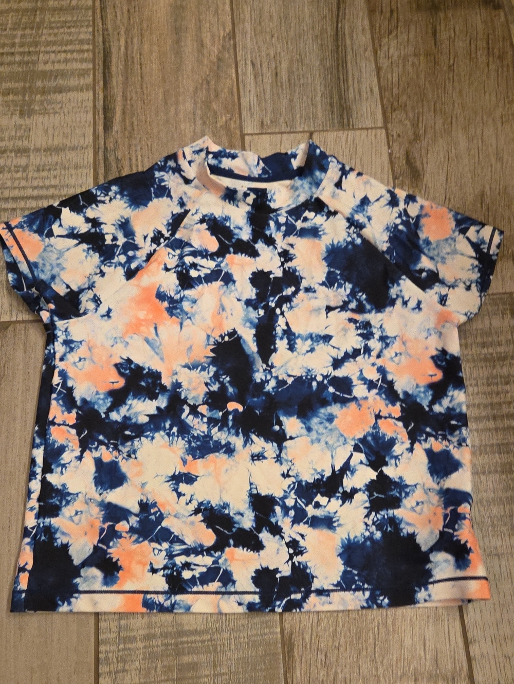 Athleta Kids Navy & Peach Tie-Dye Short Sleeve Tee